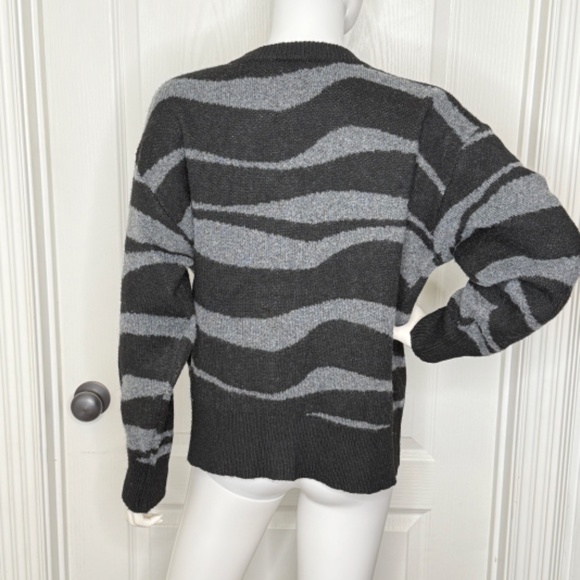 Paul Tazewell Wicked Sz M Black/Grey Stripe Button Cardigan embroidered Graphic - Picture 5 of 12